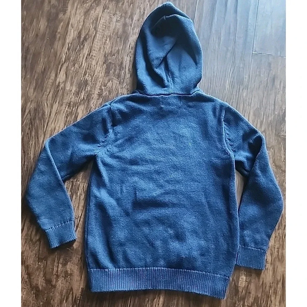 Old Navy Hoodie Sweater Dark Blue With Brown Bear- Boys Size Large 10